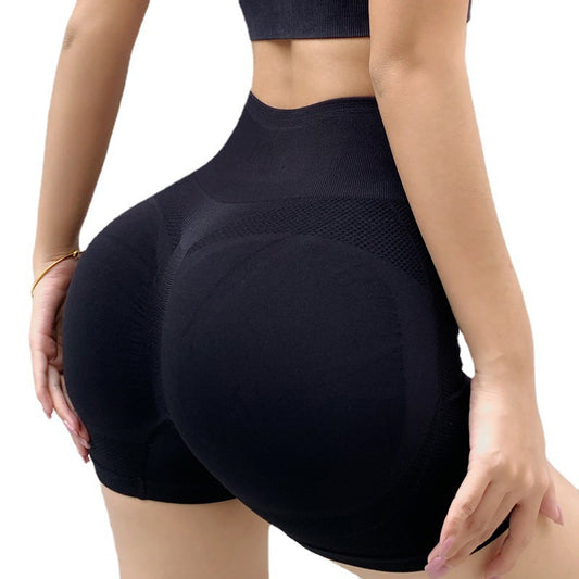 Extra Fat and Enlarge Cross-Border Smiling Face Honey Buttocks Women's High-Waisted Quick-Drying Seamless Tight-Fitting Three-Point Fitness Pants Sports Yoga Shorts