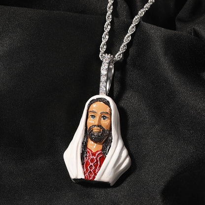 European and American New Products Copper Material Enamel Men's Avatar Personalized Hip-Hop Pendant Necklace Trendy Accessories Jewelry Wholesale