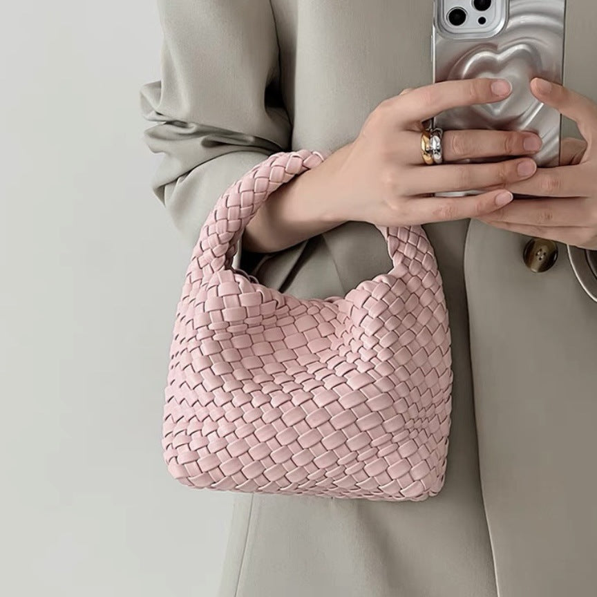PU handmade woven bag summer high-end niche design women's bag handbag shoulder bag vegetable basket Ins bag