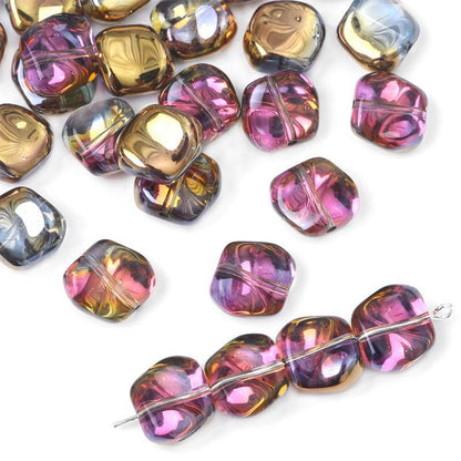 Glass color-plated oblique crystal beads antique diy handmade hairpin necklace material accessories cross-border a generation of hair