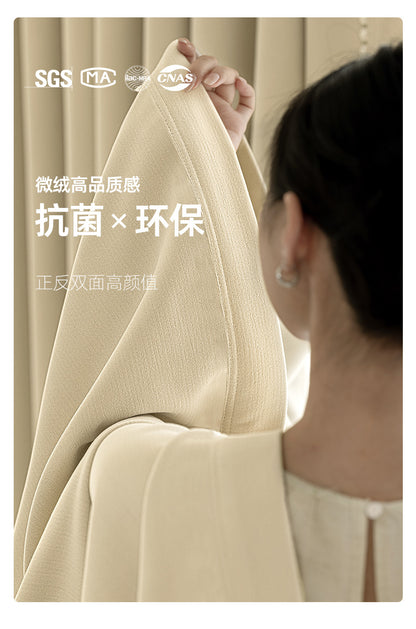 Keqiao Full Blackout Double-Sided Chenille Curtains Finished Product for Bedroom, High-End Modern Minimalist Cream Style Shaoxing Curtains