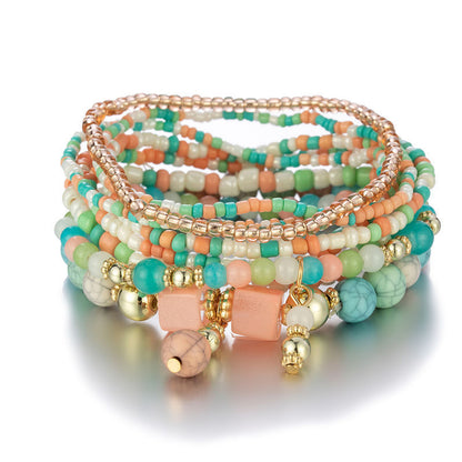 European and American Cross-Border Hot-Selling New Bohemian Bracelets Creative Tassel Multi-Layer Beaded Bracelets Fashion Jewelry
