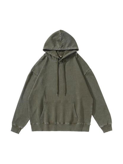 Trendy Brand Heavyweight Pure Cotton Terry 400g Washed Distressed Crew Neck Sweatshirt Hoodie Retro Sweatshirt with Printed Logo
