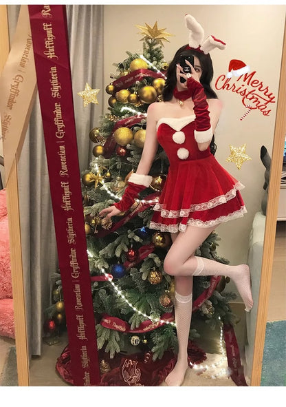 Christmas Theme Bunny Cos Uniform Night Performance Costume Sexy Pure Halloween Bunny cosplay