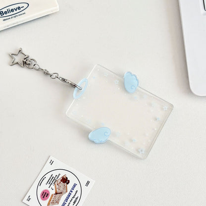Original Ins Wind Wings Star Small Card Cover Acrylic Hard Card Cover Angel Small Card Card Card Card Card Film Card Cover