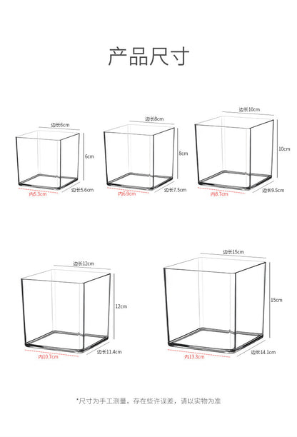 Desktop Storage Box Square Transparent Acrylic Flower Pot Sundries Cosmetics Stationery Notes Kitchen Workstation Height