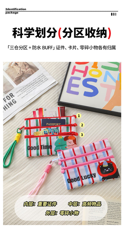 Plaid Contrasting Color Id Cosmetics Bag Travel Abroad Id Card Passport Ticket Card Bag Portable Multi-Functional Carry-On Bag