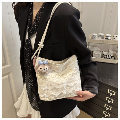 High-Looking and Large-Capacity Women's Small Square Bag 2025 Summer New Fashion Cute Lace Armpit Bag Commuter Shoulder Bag
