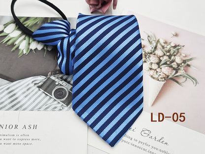 Factory In-Stock Zipper Tie Men's Formal Business 8cm Lazy Tie Red Black Striped Workplace Striped Tie