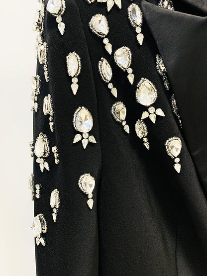 In Stock 2026 Early Autumn European and American Celebrity Fashion Handmade Beaded and Diamond-Encrusted Slim Long Blazer