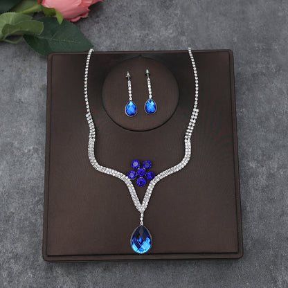 Korean Bride Necklace Earrings Two-piece Decorations Wedding Yarn Wedding Jewelry Wedding Accessories Dance Studio