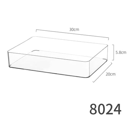 Desktop Storage Box Drawer Built-in Partition Transparent Acrylic Narrow Long Rectangular Cosmetic Workstation Kitchen