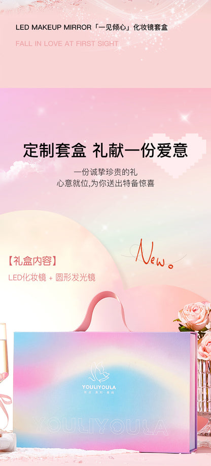 Led Makeup Mirror with Lamp Desktop Desktop Makeup Shell Mirror Holiday Gift for Girlfriend Dressing Mirror