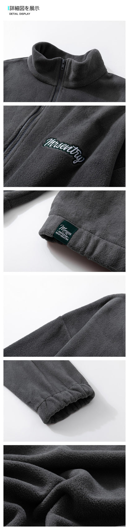 suit autumn and winter sweater men's stand collar half zipper fleece-lined American fashion brand loose casual men's top