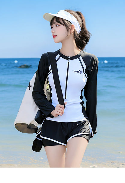Sports Style Swimsuit Female Split Student Conservative Belly-Covering Slimming Look Boxer Briefs Large Size Summer Hot Spring 2025 New Style