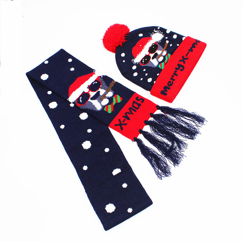 Korean Internet Celebrity Style Snowflake Christmas Hat, Warm and Cold-Proof Women's Knitted Hat with Pom-Pom, Ear-Protecting Yarn Hat, Light Luxury Style