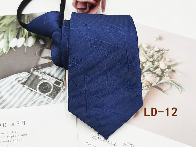 Factory In-Stock Zipper Tie Men's Formal Business 8cm Lazy Tie Red Black Striped Workplace Striped Tie