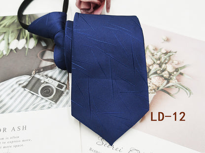 Factory In-Stock Zipper Tie Men's Formal Business 8cm Lazy Tie Red Black Striped Workplace Striped Tie
