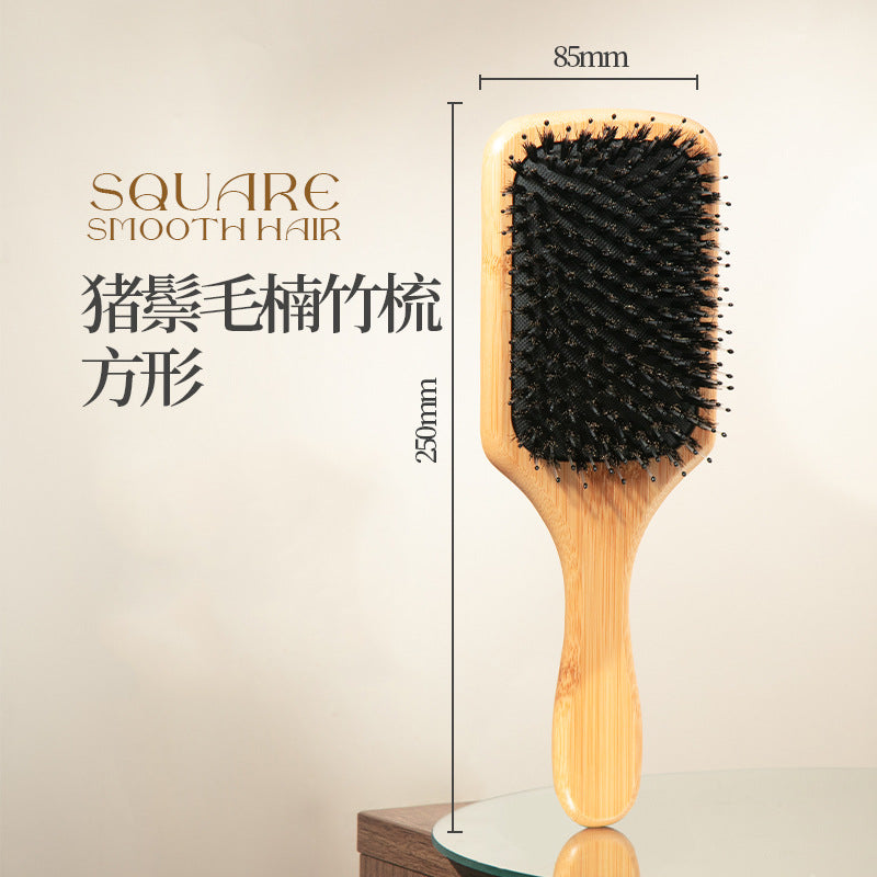 Natural and Authentic Boar Bristle Air Cushion Comb Air Bag Massage Comb Scalp Meridian Fluffy Bamboo Comb Beech Wood Comb Wholesale