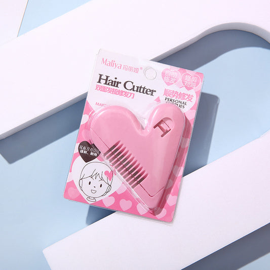 Heart Double-Sided Hair Comb Hair Trimming Knife Self-Service Trimming Bangs Scissors Thinning Hair Removal Tip Split Ends Beauty Tool