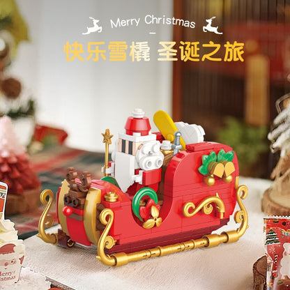 [Free Shipping] Genuine Jiaqi 1302 Colorful Christmas Tree Building Blocks Rotating Music Box Chinese Christmas Building Blocks Gift