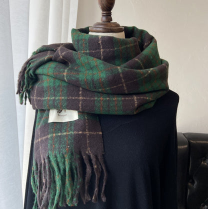 Tonglu Scarf Wholesale Purple Plaid Women's Versatile Faux Cashmere Retro Thickened Scarf Christmas Scarf Christmas Style