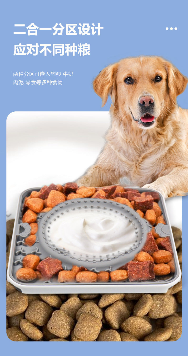 Dog Big Suction Cup Pet Anti-bite Slow Food Mat Lick Mat Silicone Slow Food Mat Cat and Dog Placemat Dog Lick Plate Food Basin