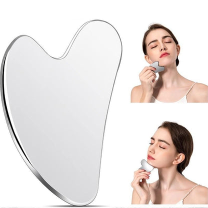 Factory direct stainless steel large heart-shaped scraping plate hand face scraping metal massage beauty tools wholesale