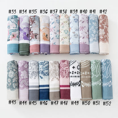 Cross-Border New Product Voile Print 110 Square Scarf Classic Lace Scarf Turban Malaysian Shawl