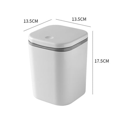 Small Desktop Trash Can for Home Office High-End Dormitory Press with Lid Mini Plastic Storage Trash Can