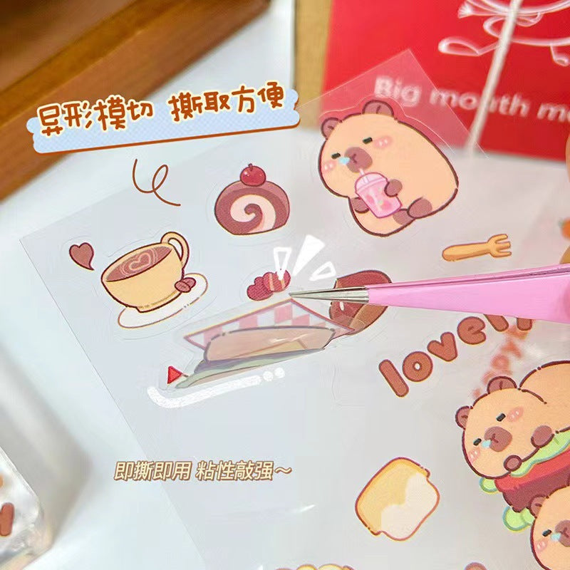 Kapibara Planner Stickers Cartoon Capybara Pet Student DIY Stickers Waterproof Water Bottle Phone Case Adhesive Laser