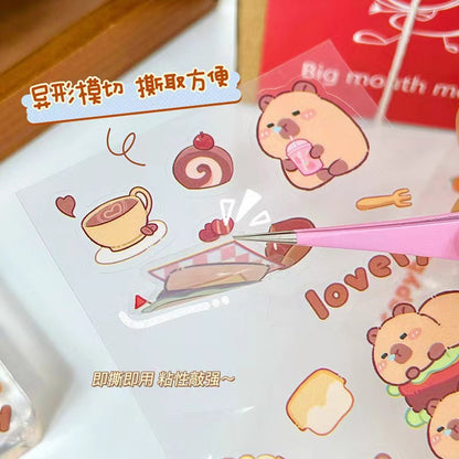 Kapibara Planner Stickers Cartoon Capybara Pet Student DIY Stickers Waterproof Water Bottle Phone Case Adhesive Laser