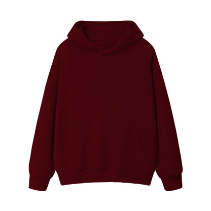 Fleece-lined thick loose hooded sweater women's autumn and winter warm top student couple wear solid color coat foreign trade women's clothing