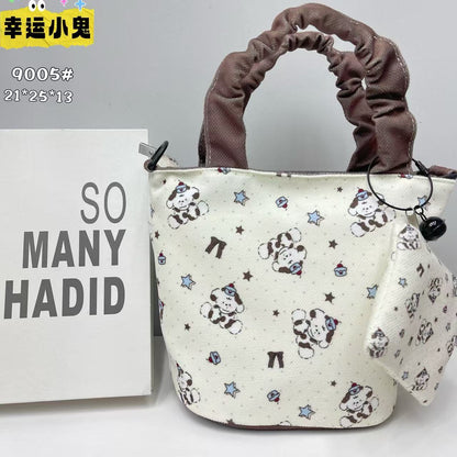 In-Stock New Small Cloth Bag Ins Cute Cartoon Women's Summer Cloth Bag Handbag Casual Tote Bag Upgrade