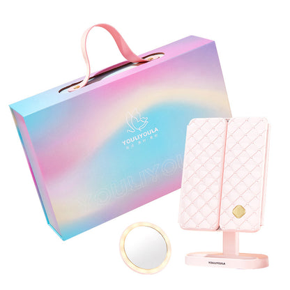 Led Makeup Mirror with Lamp Desktop Desktop Makeup Shell Mirror Holiday Gift for Girlfriend Dressing Mirror