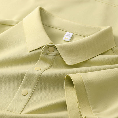 Cross-border Foreign Trade Copper Ammonia Silk T-shirt Men's Business Casual Short-sleeved Summer Gastrodia elata Mulberry Silk Lapel Men's Polo Shirt