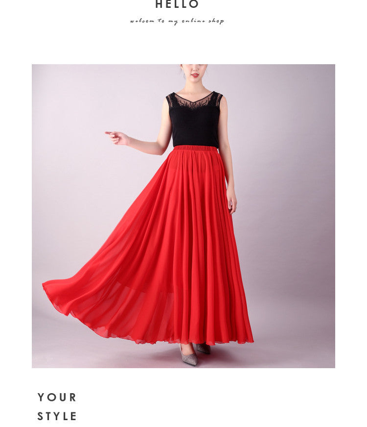 720 Degree Double Layer Large Swing Skirt Chiffon Classical Dance Ethnic Dance Skirt Dance Long Skirt Square Dance Practice Xinjiang Dance