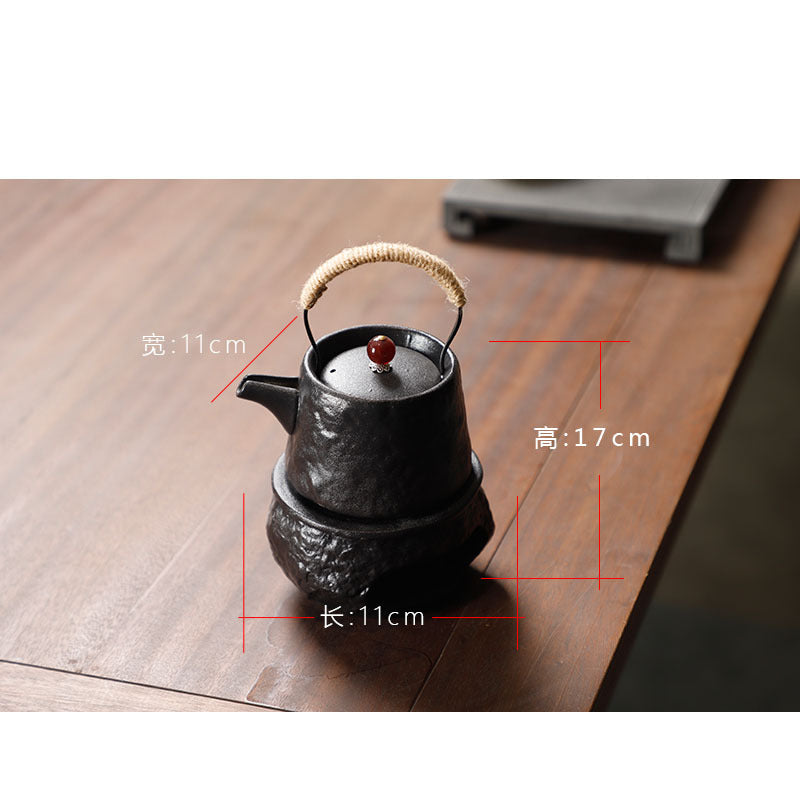 Yuerui New Rustic Pottery Constant Temperature Alcohol Tea Brewing Pot Set with Handle, Balcony Tea Brewing Stove Complete Set Wholesale Pottery