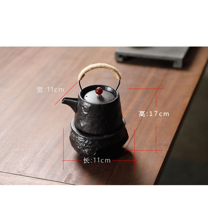 Yuerui New Rustic Pottery Constant Temperature Alcohol Tea Brewing Pot Set with Handle, Balcony Tea Brewing Stove Complete Set Wholesale Pottery