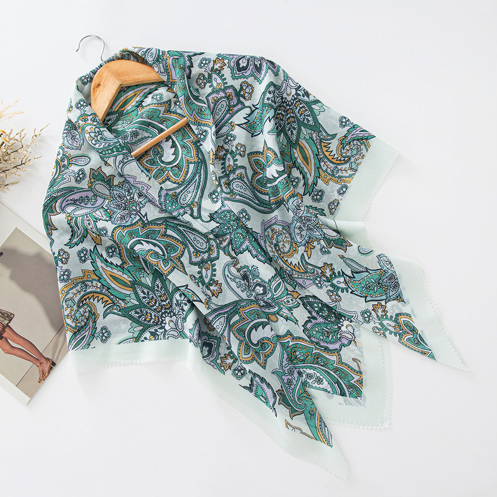 Cross-Border New Product Voile Print 110 Square Scarf Classic Lace Scarf Turban Malaysian Shawl