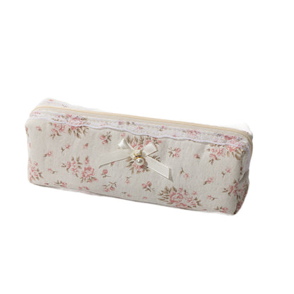Cotton Lace Trim Storage Bag for Makeup Brushes, Cotton Makeup Bag, Toiletry Travel Soft Brush Pouch for Women, Artistic Style