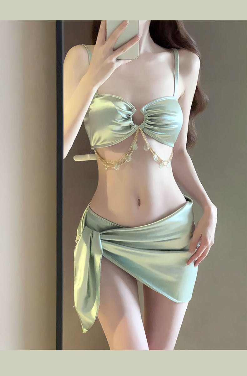 One-Piece Swimsuit Women's Summer Three-Piece Sexy 2025 New Push-Up Slimming Look Vacation High-End Bikini Hot Spring Bathing