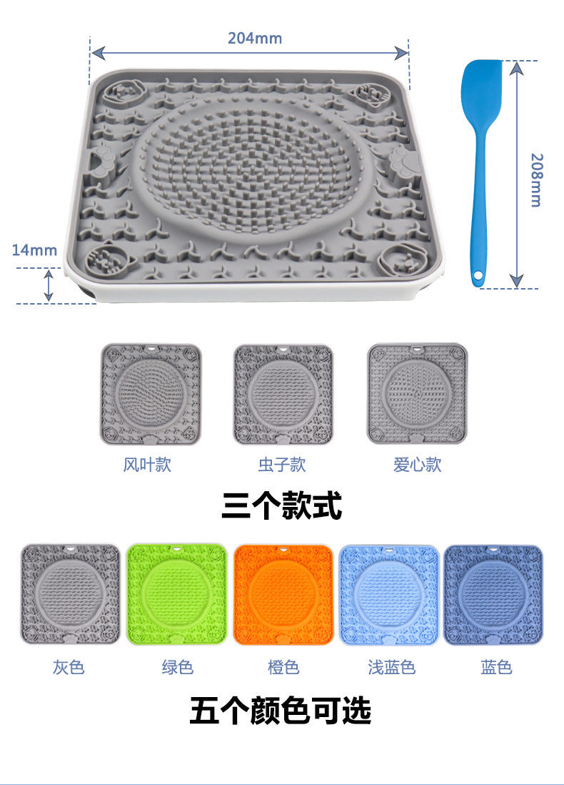 Dog Big Suction Cup Pet Anti-bite Slow Food Mat Lick Mat Silicone Slow Food Mat Cat and Dog Placemat Dog Lick Plate Food Basin