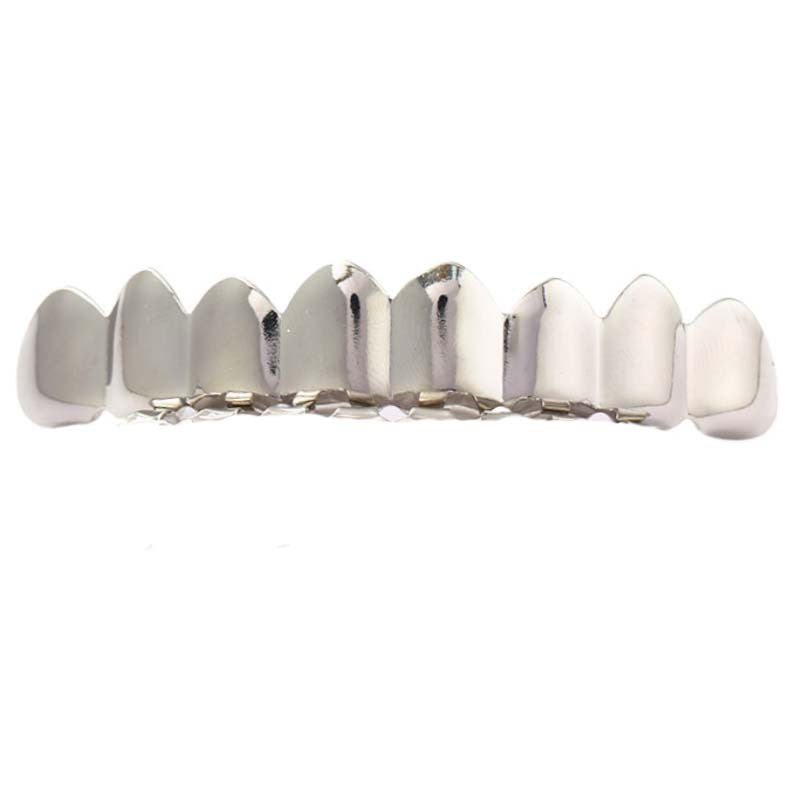 European and American Hot Selling Hiphop Hip-Hop Gold Braces Upper Teeth 8 Lower Teeth 8 Teeth Braces Cross-Border Glossy Braces