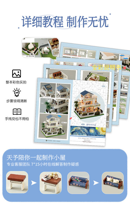 Tianyu DIY Hand-Assembled Mini Model Cabin Wooden House Toy Luminous Birthday Gift Wholesale Stereo