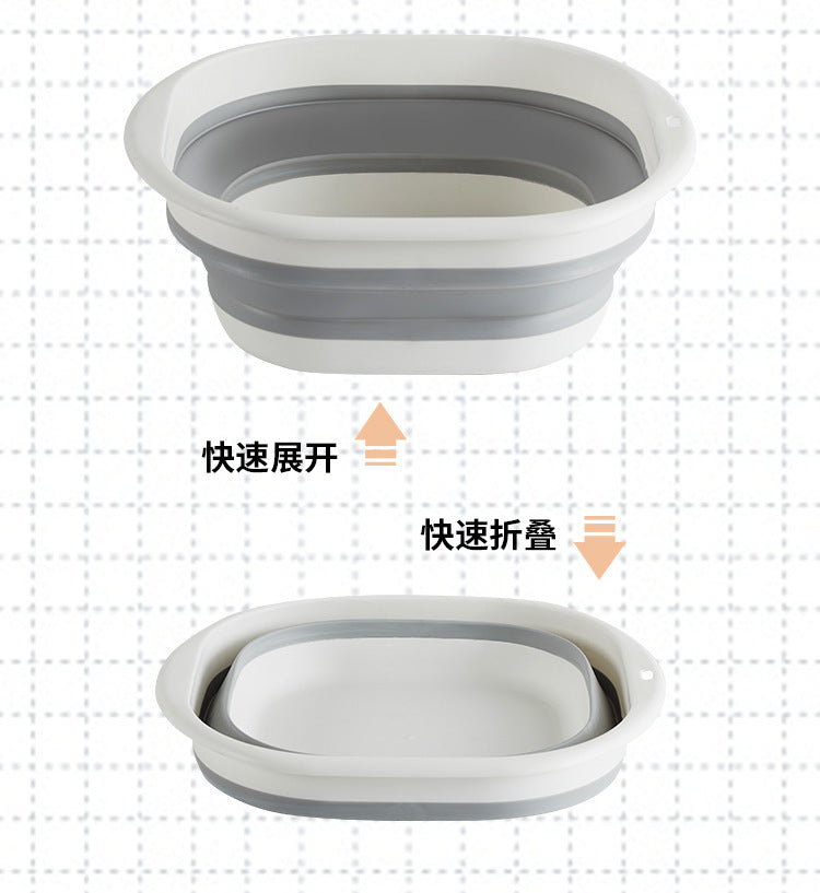 Portable Silicone Collapsible Washbasin Vegetable Washing Basin Student Dormitory Plastic Foot Soaking Foot Washing Basin Household Multi-purpose Basin