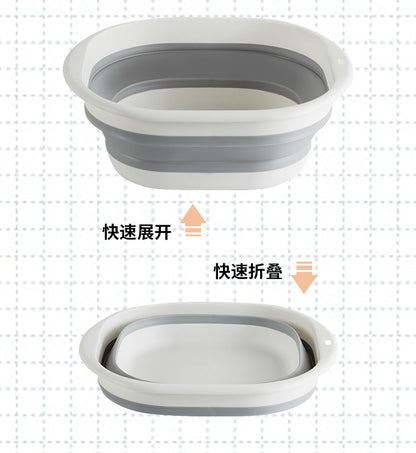 Portable Silicone Collapsible Washbasin Vegetable Washing Basin Student Dormitory Plastic Foot Soaking Foot Washing Basin Household Multi-purpose Basin