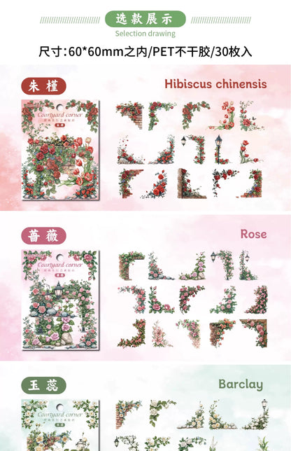 Carefully Selected Retrostory Corner Stickers Ins Style Flower Collage DIY Border Handbook Landscaping Decoration Material Stickers