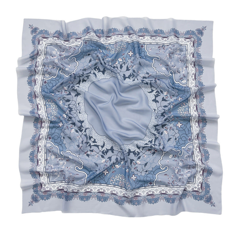 Cross-Border New Product Voile Print 110 Square Scarf Classic Lace Scarf Turban Malaysian Shawl