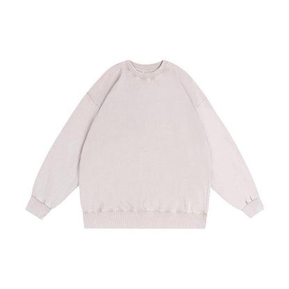350g American Washed Retro Round Neck Sweatshirt Cross-Border Large Size Terry Drop Shoulder Distressed Pullover Washed Sweatshirt for Men